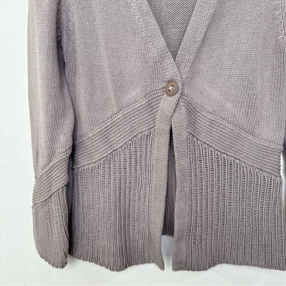 Pure Handknit Womens M/L Tan Cotton Chunky Knit Cardigan - Picture 9 of 15